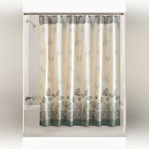 Mainstays 70" X 72" Shower Curtain "Silver Leaves" Pattern